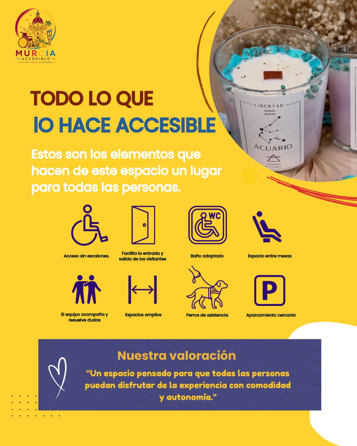 Publicación de Murcia Accesible sobre los elementos que hacen accesible un espacio